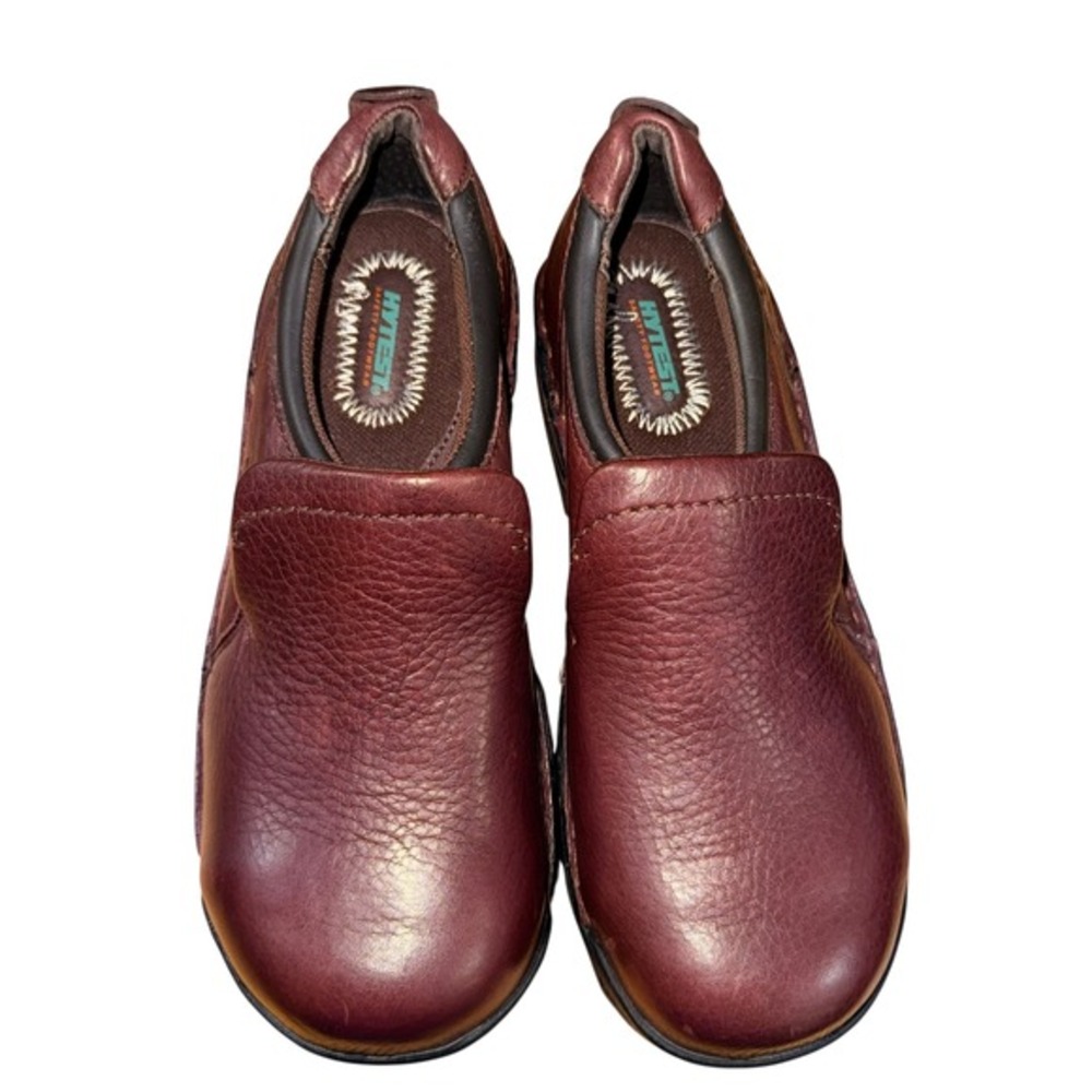 NEW Hytest Opanka Slip‎ On Mens 6.5 Safety Shoe Burgundy Leather ASTM F2413-05